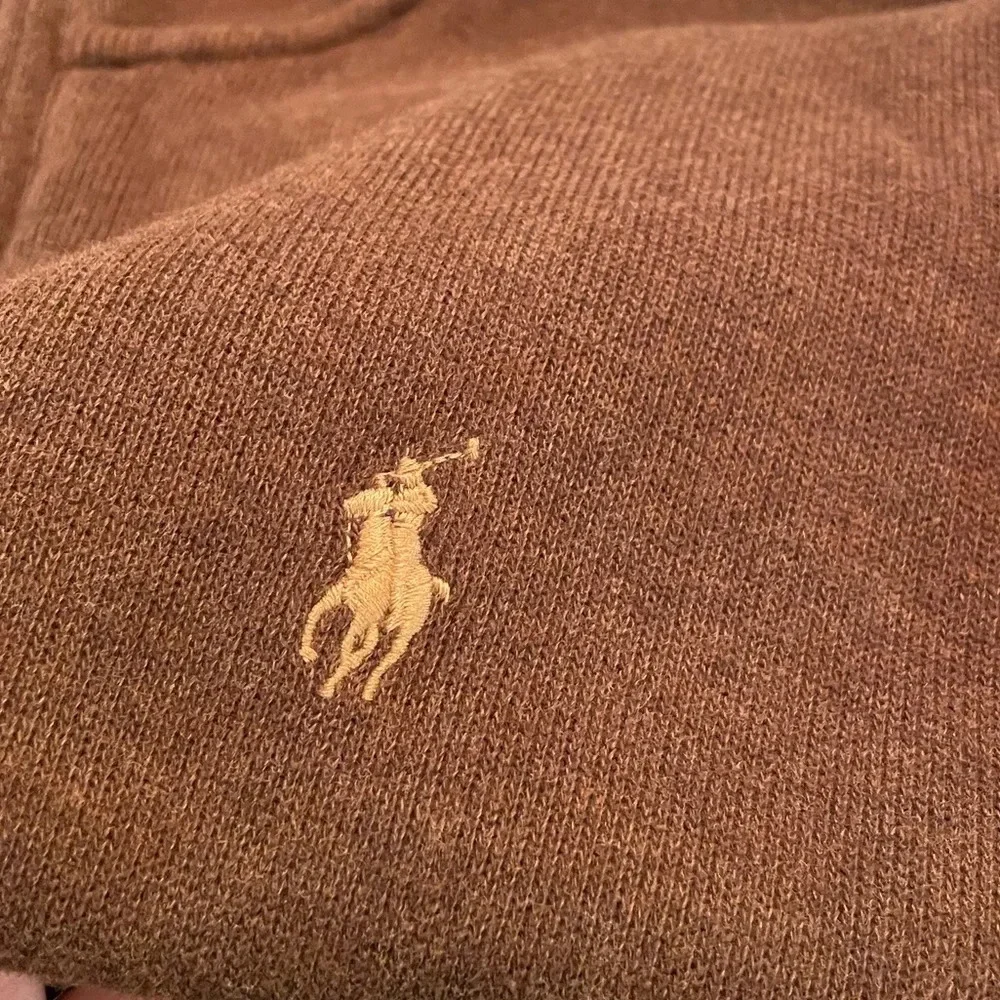 Polo Ralph Lauren Men's  1/4 Zip Pullover Cotton Sweater Brown Large